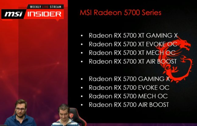 MSI Radeon RX 5700 Series Übersicht