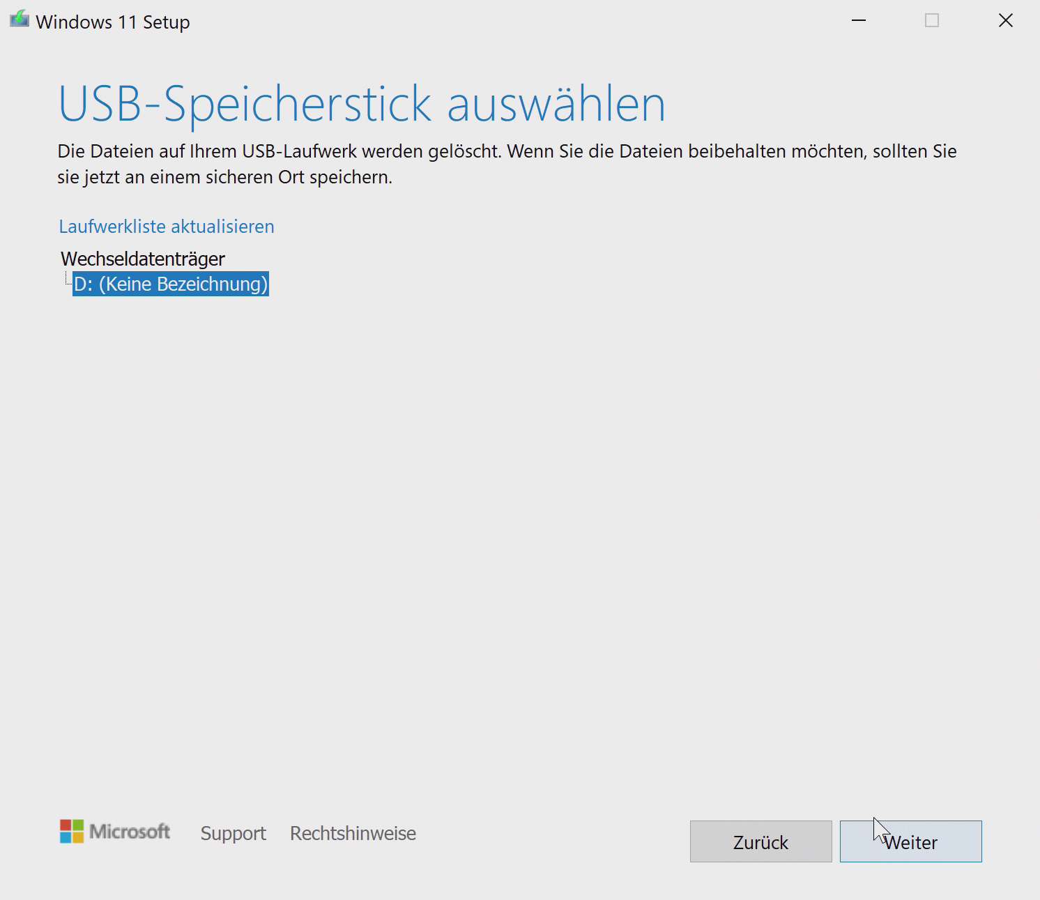 Windows 11 Media Creation Tool USB-Stick erstellen